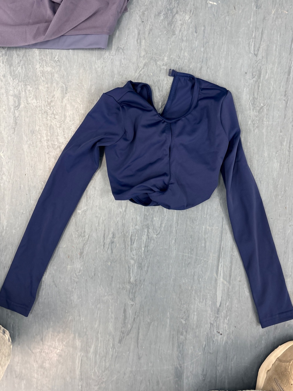 Long-Sleeve Navy Crop Top